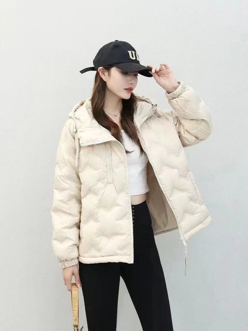 2023秋冬新款90绒时尚洋气连帽轻便空气感款羽绒服休闲保暖女外套