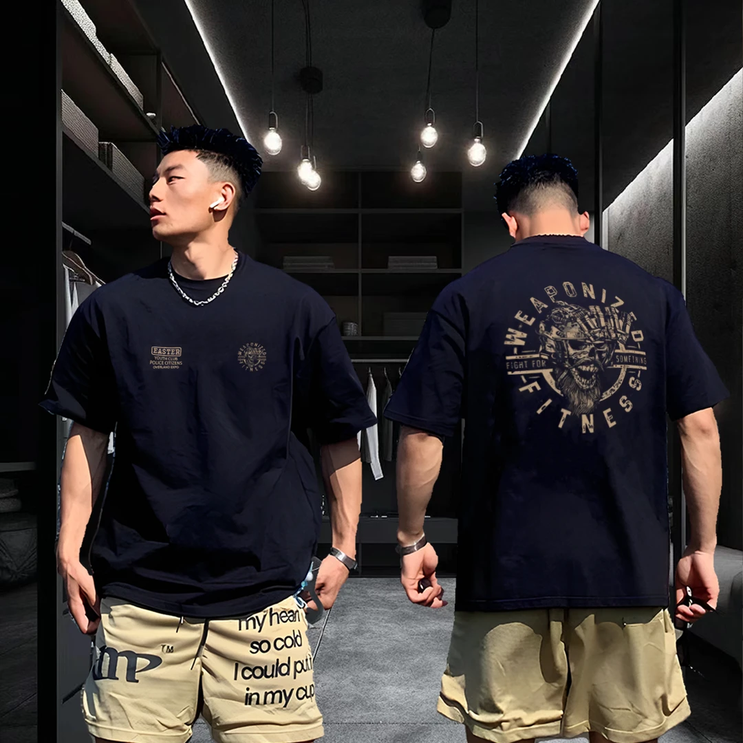 【小众】新款优选纯棉t恤复古潮牌短袖男士夏季宽松重磅圆领百搭