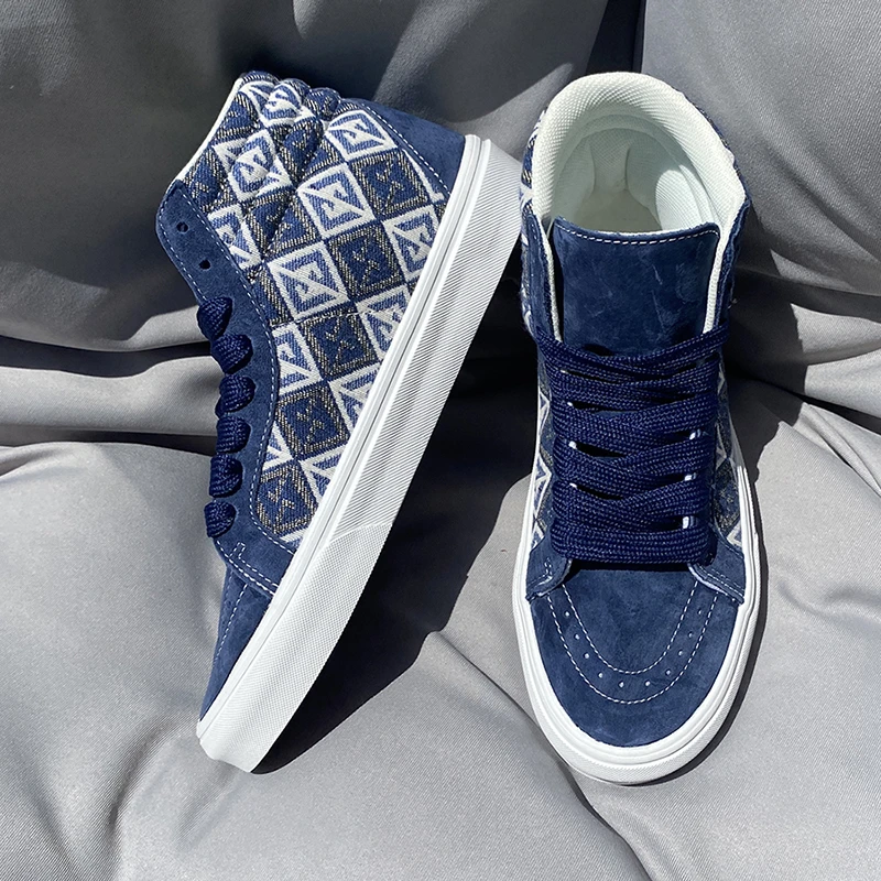 SUPSTORM官方正品藏蓝色高帮板鞋男鞋女鞋大码夏季百搭复古帆布鞋