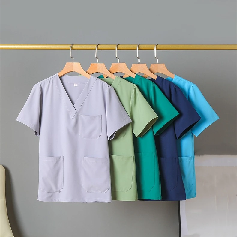 皮肤管理工作服女修身美容院技师韩式纹绣师弹力短袖套装医护服