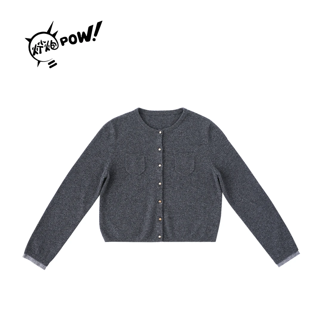 灯小炮长袖针织外套气质羊绒