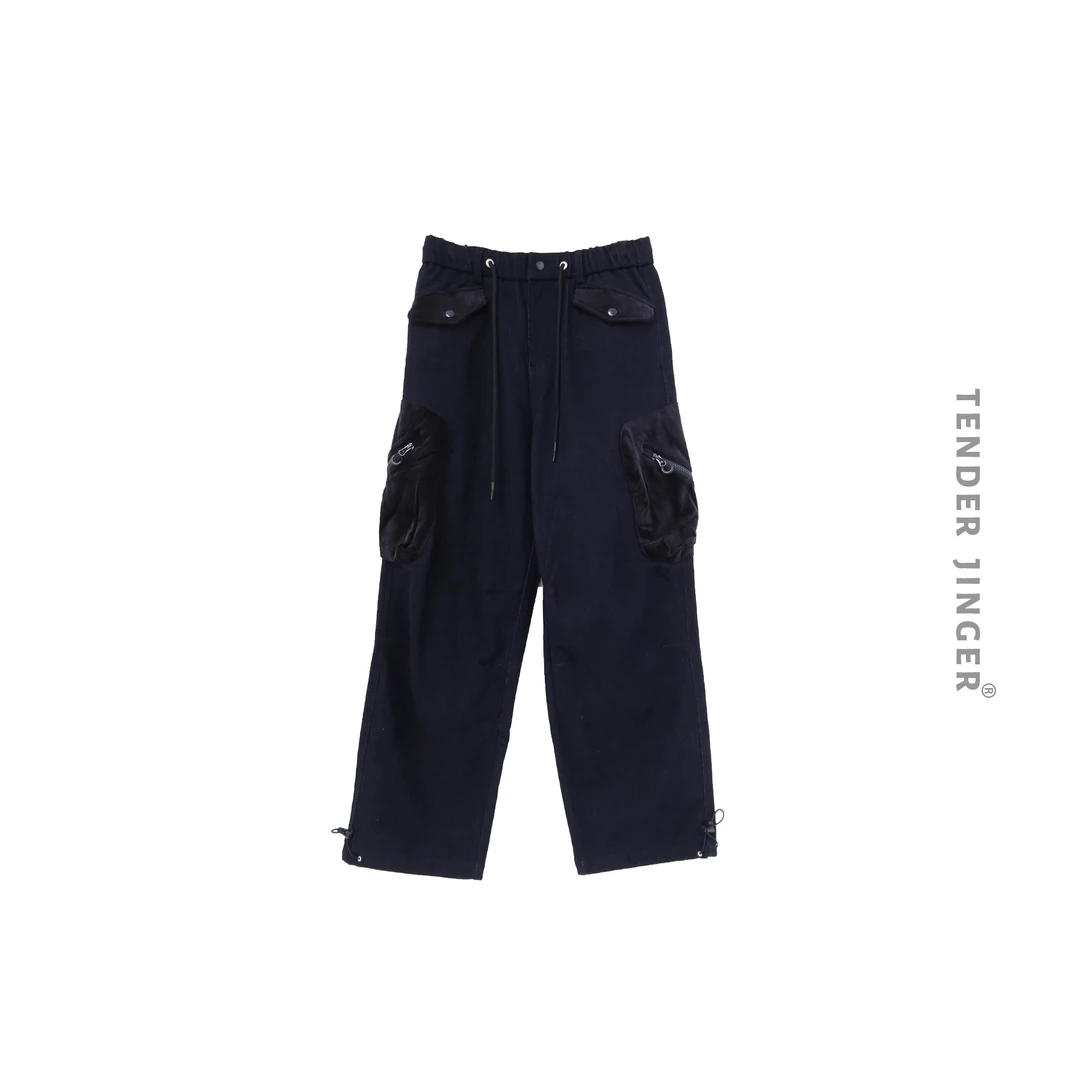 Tender Jinger男士秋冬宽松绒感可束脚工装牛仔裤 T2312BBB264385