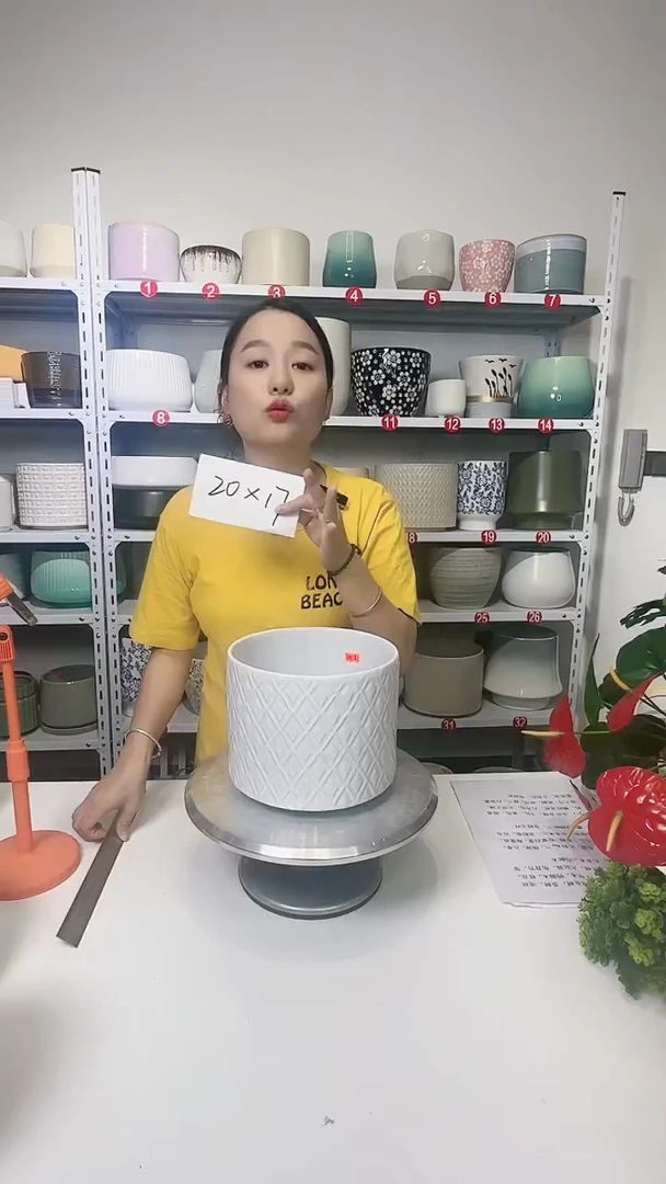 【闪购商品】陶瓷20CM以下罗马菱形白色中号20*17瑕疵
