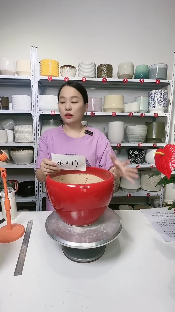 【闪购商品】陶瓷20CM以下苹果盆大号26*19瑕疵