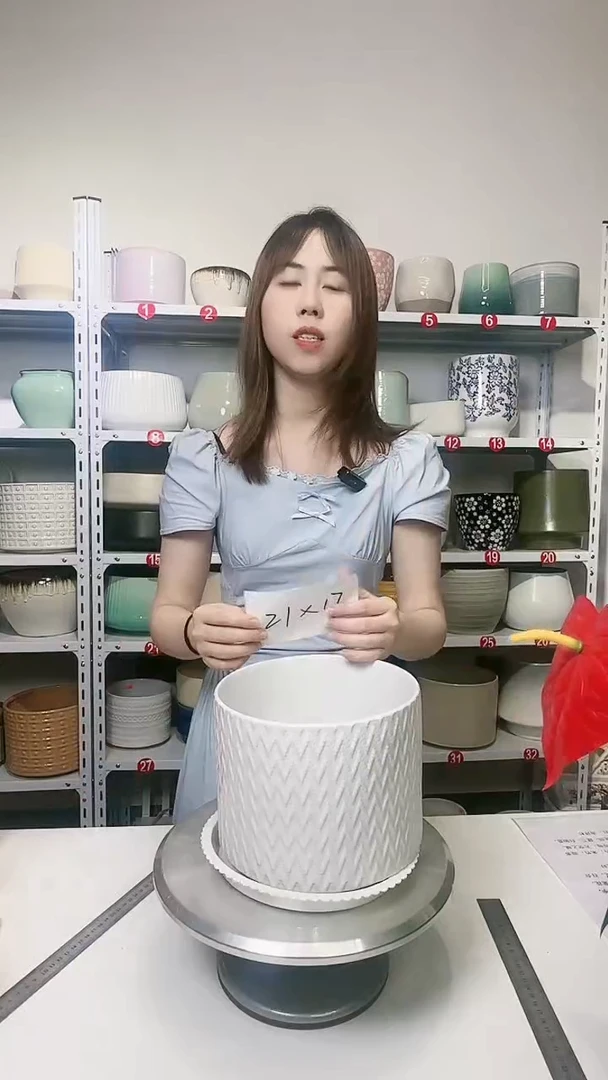 【闪购商品】陶瓷20CM（含）-50CM（不含）罗马复古纹白中号21*17（瑕疵）