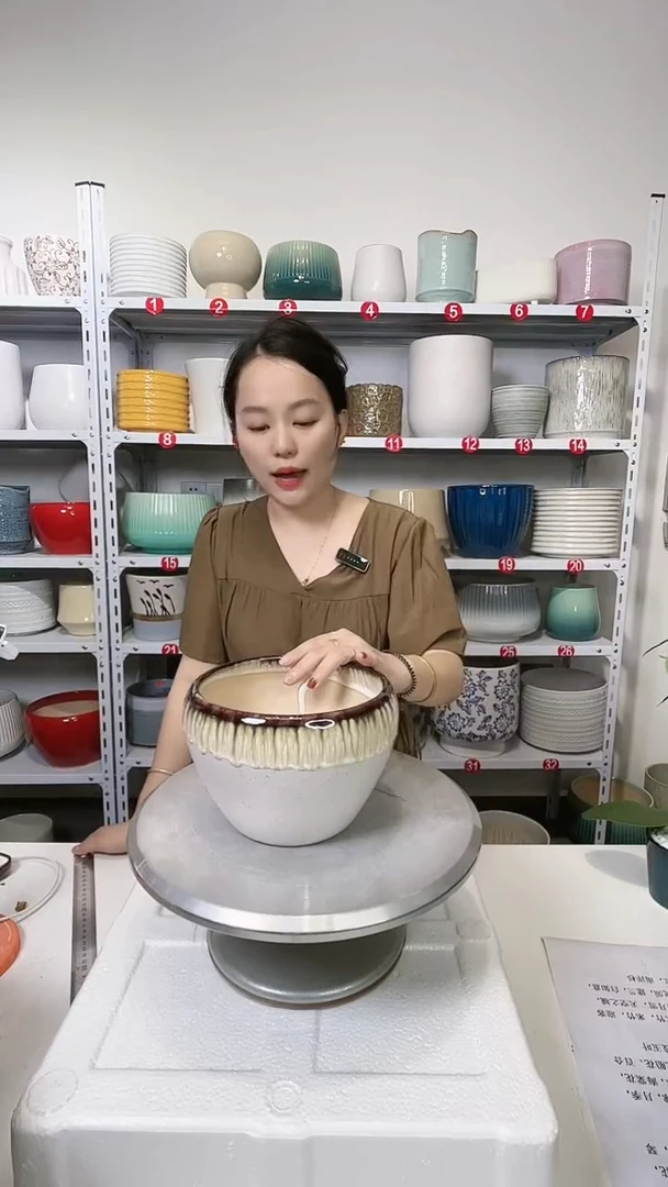 【闪购商品】陶瓷白苹果盆16*13 瑕疵