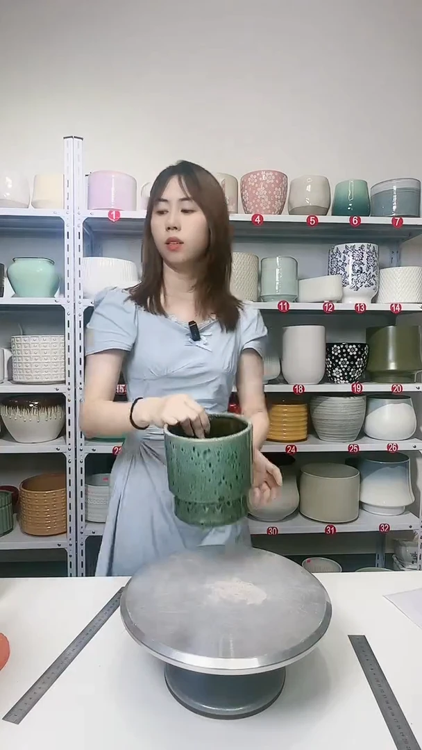 【闪购商品】陶瓷20CM以下窑变绿14*14.5(瑕疵)