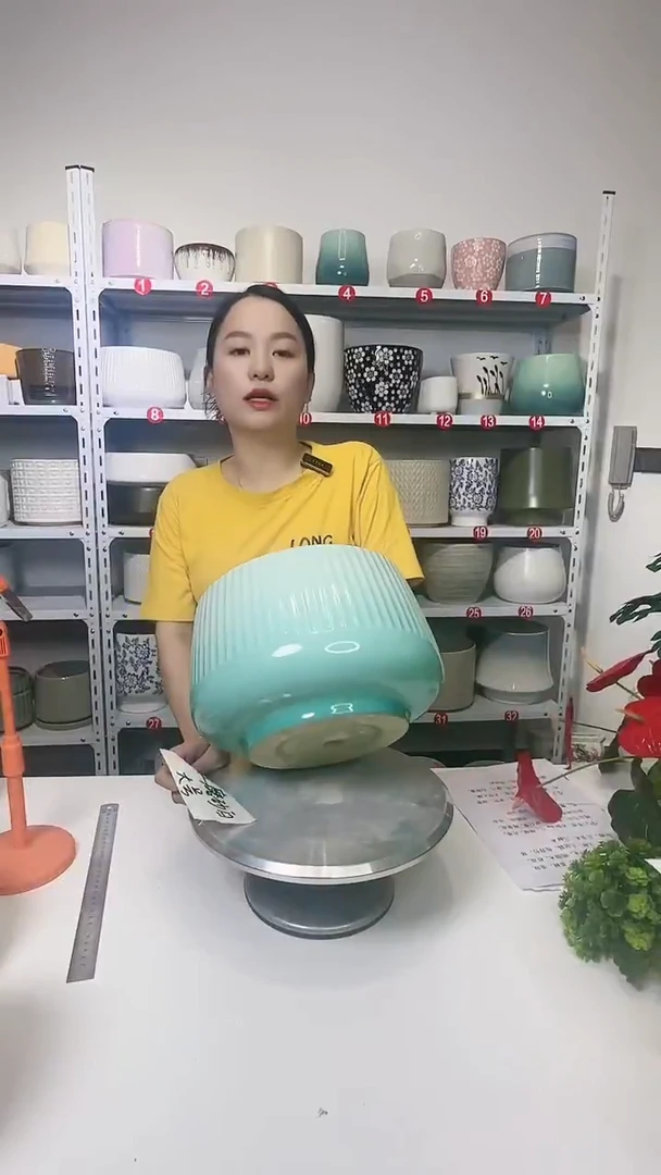 【闪购商品】陶瓷20CM（含）-50CM（不含）竖纹金滨绿大号26*19瑕疵