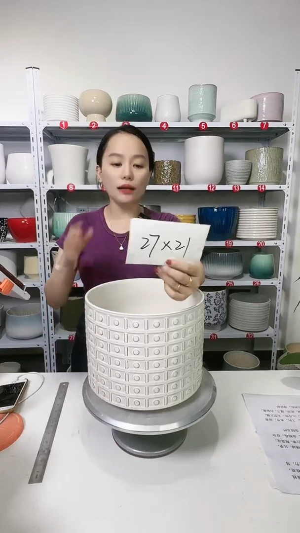 【闪购商品】陶瓷罗马圆珠灰大号27*21