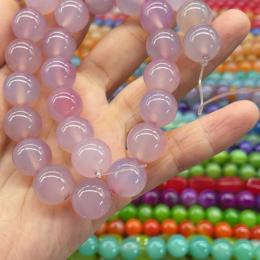 玛瑙/玉髓珠宝半成品未镶嵌桃浅紫14mm