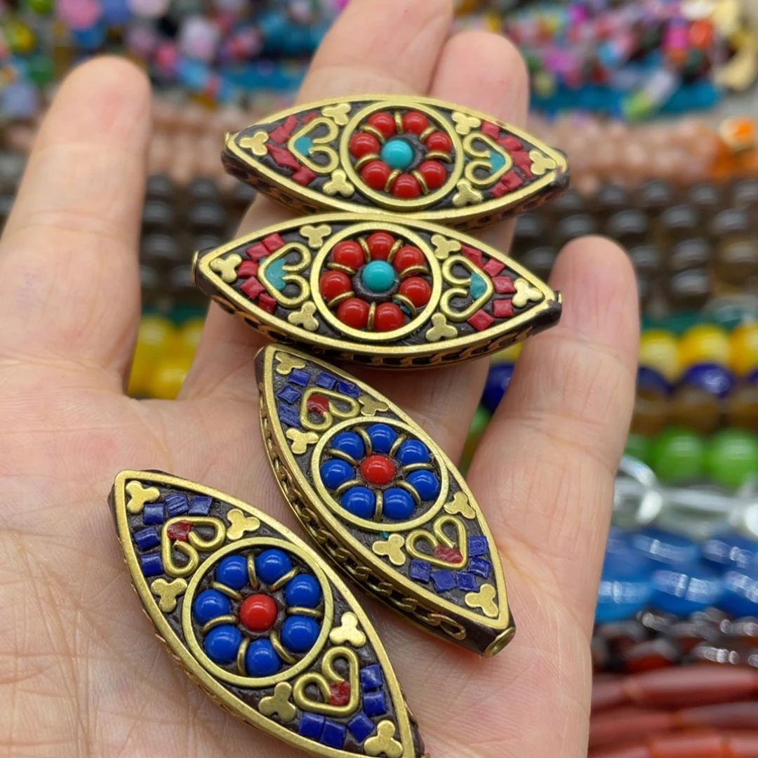 玛瑙/玉髓珠宝半成品未镶嵌尼泊尔工艺珠42m两颗