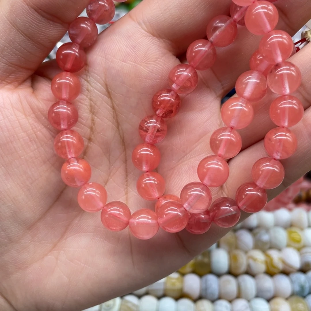 玛瑙/玉髓珠宝半成品未镶嵌西瓜晶8mm一条