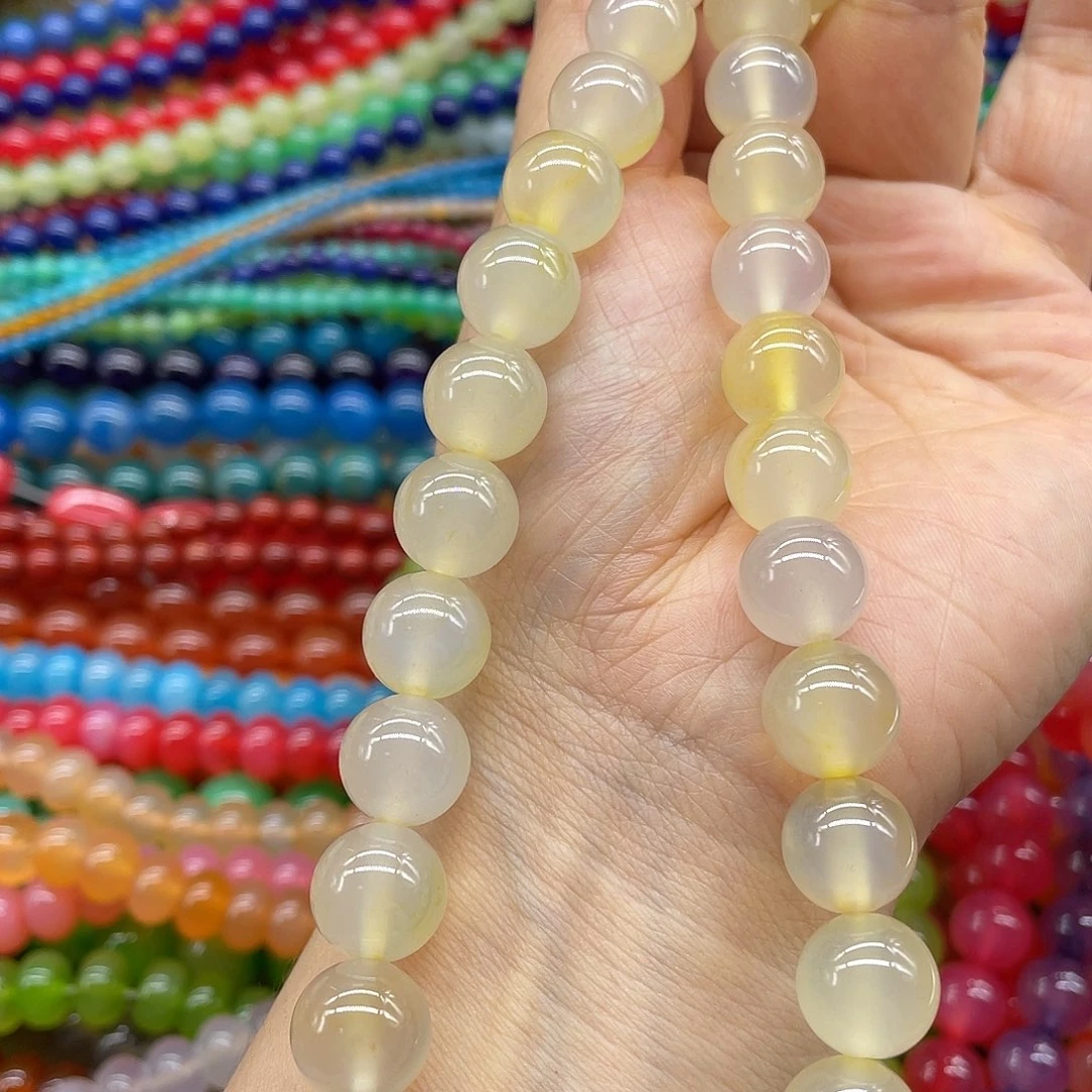 玛瑙/玉髓珠宝半成品未镶嵌巴西玛瑙渐变黄12m一条