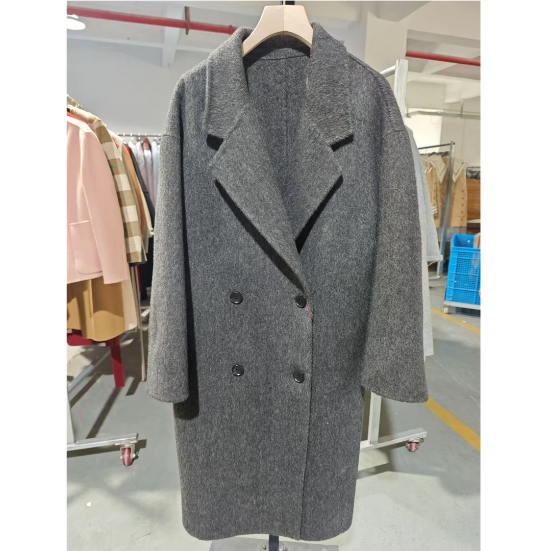 【谜漾 中长款羊驼毛】阿尔巴卡长毛加厚双面羊毛大衣秋冬新款24044