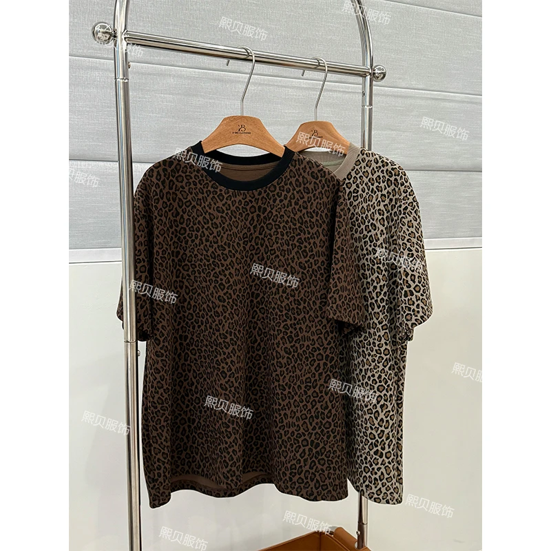 【浮浮款-只出不进】豹纹圆领加厚竖条纹时髦精百搭T恤 T3298