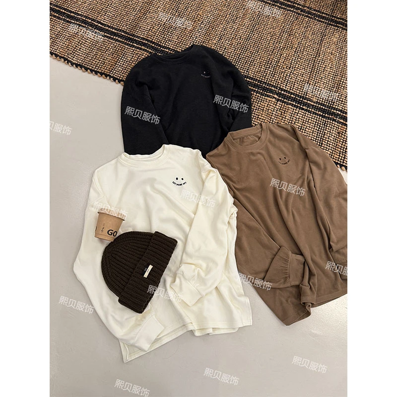 【浮浮款-只出不进】韩国新款圆领笑脸长袖宽松显瘦卫衣打底 D8668