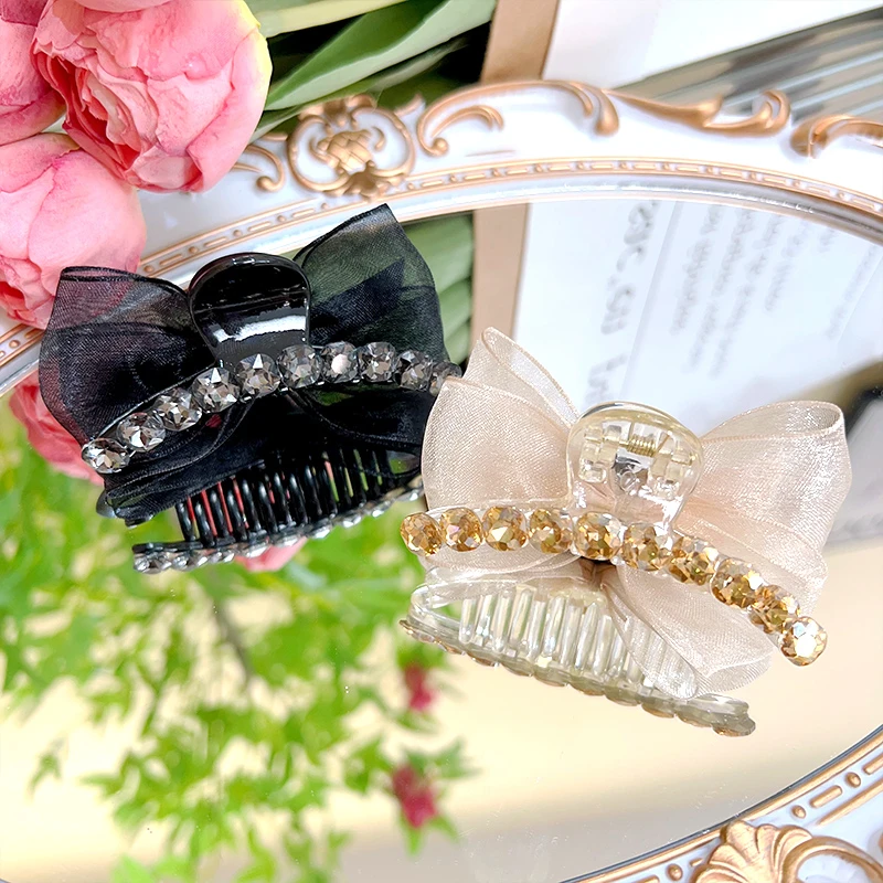 【夏御】清冷灰钻漫画感蝴蝶刘海夹C弧型加长AB面碎发夹