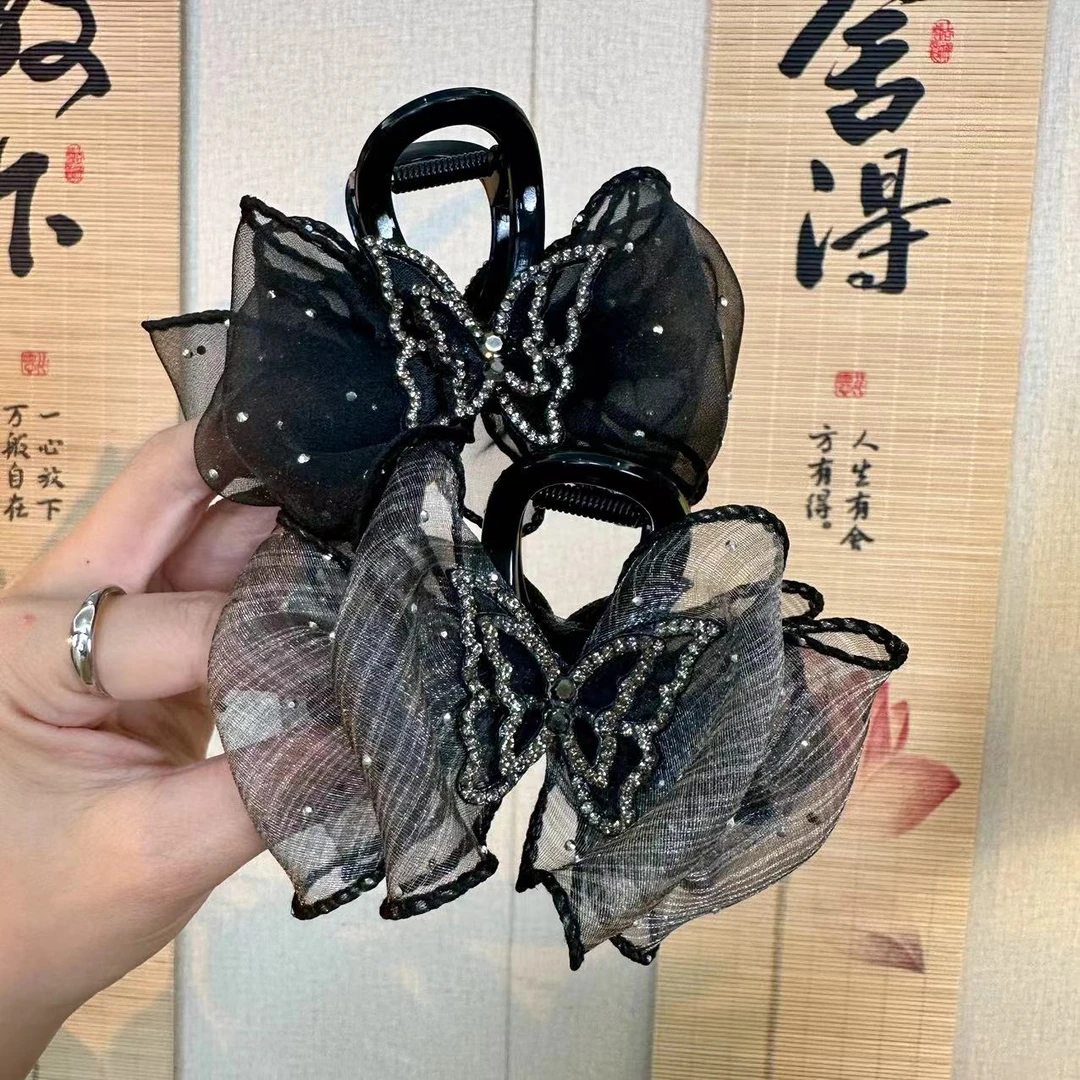 夏款气质轻奢超仙网红8cm蝴蝶泡泡夹小抓夹发夹头饰