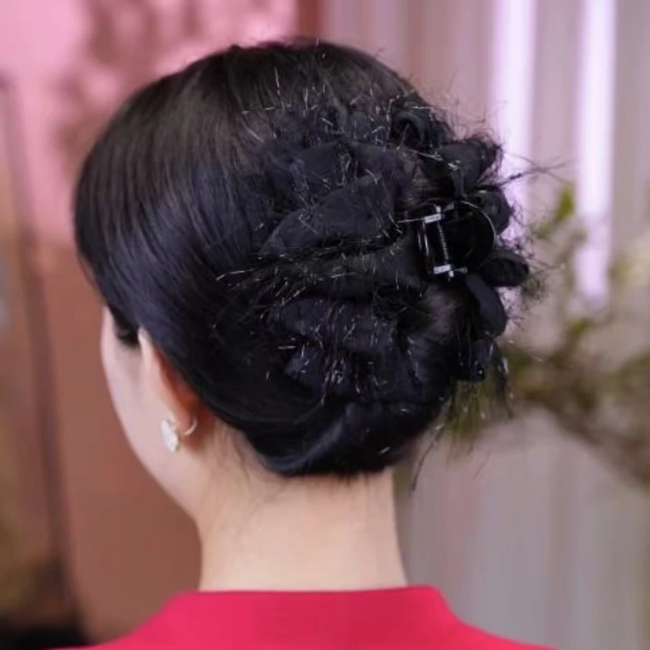 网红蝴蝶结发夹季羽毛发夹小众设计高级感抓夹