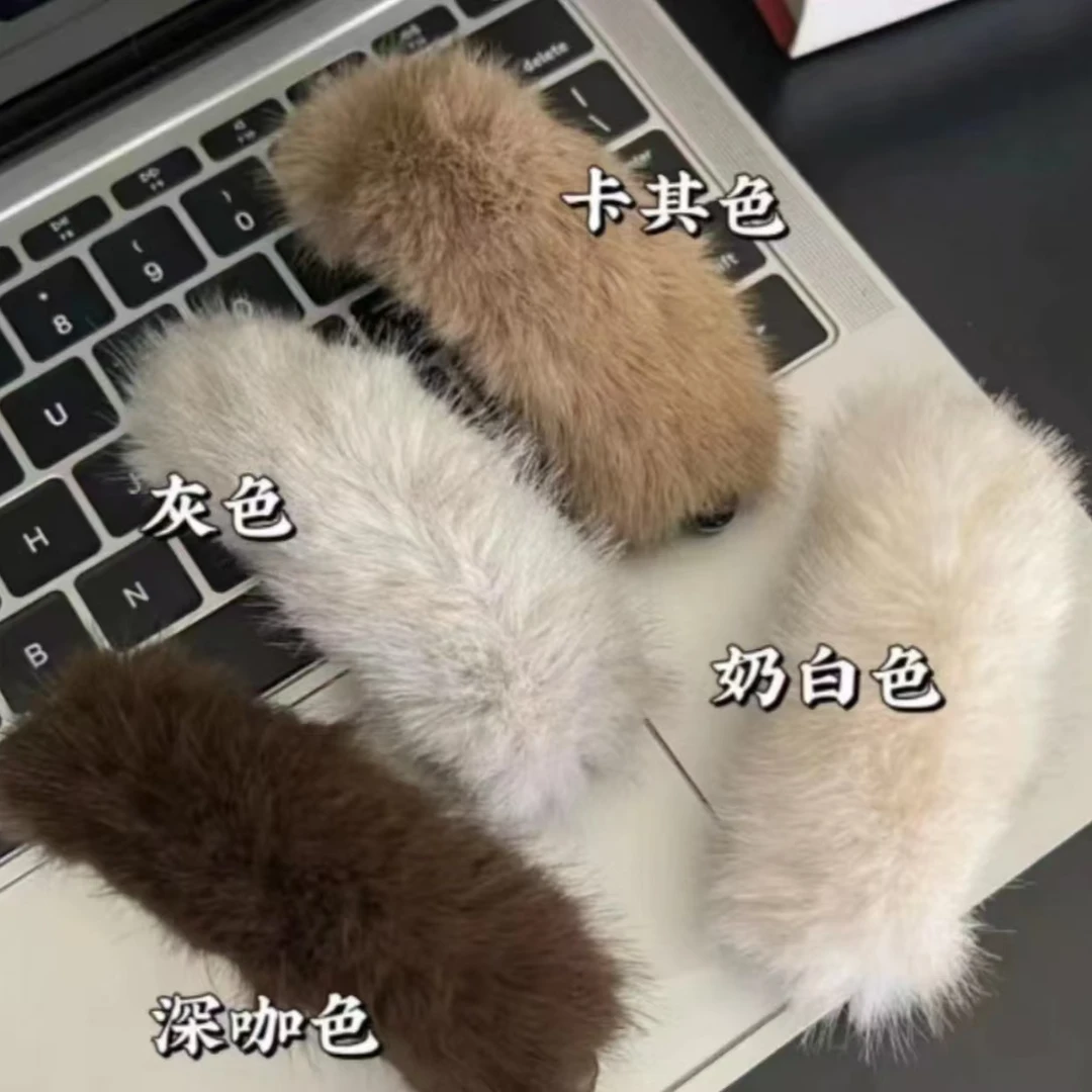 韩系毛毛发夹短毛款可爱温柔甜美风毛毛发夹丸子头发饰