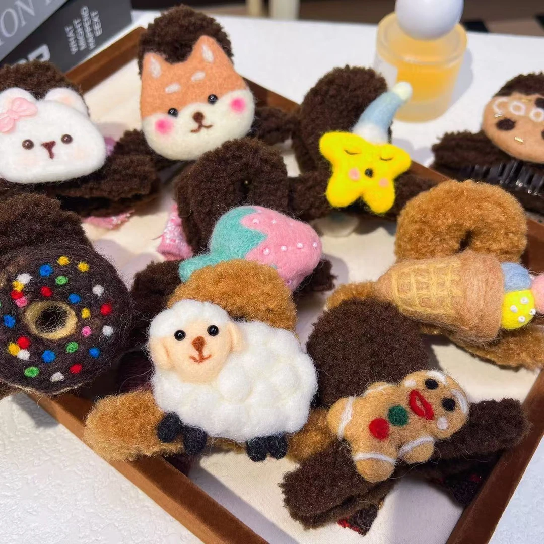 秋冬羊毛毡抓夹蝴蝶韩版AB面结气质百搭时尚简约少女发饰可爱发夹