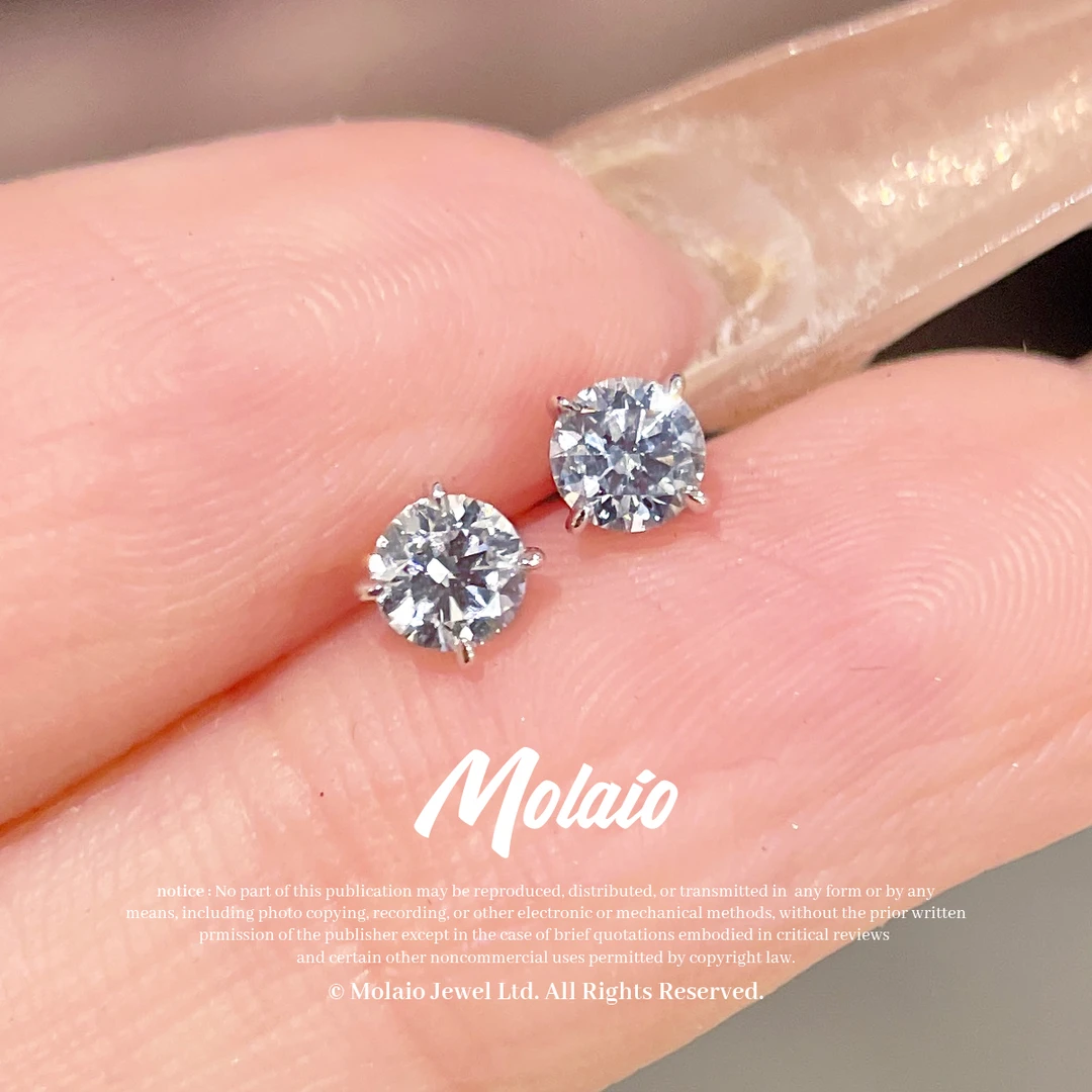 【合成/培育】【四爪耳钉】【单颗20分】18K金四爪培育钻石耳钉XV L242