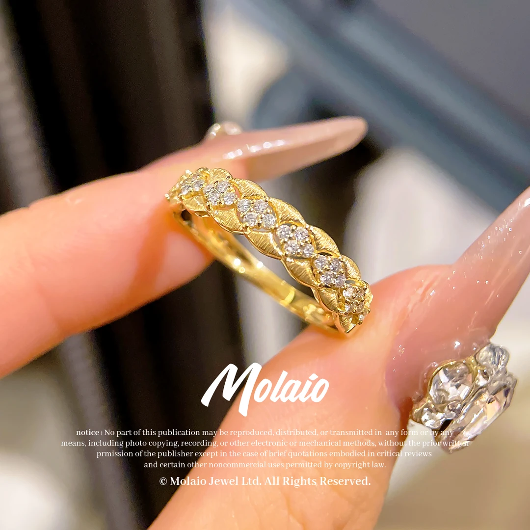 【天然钻石】【麻花排戒】金兰复古钻戒18K金镶嵌个性轻奢气质XV C001