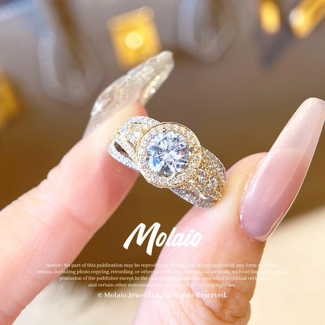 【天然钻石】【璀璨星河】【1.6克拉】复古豪华双色圆环拉丝戒指XV L158