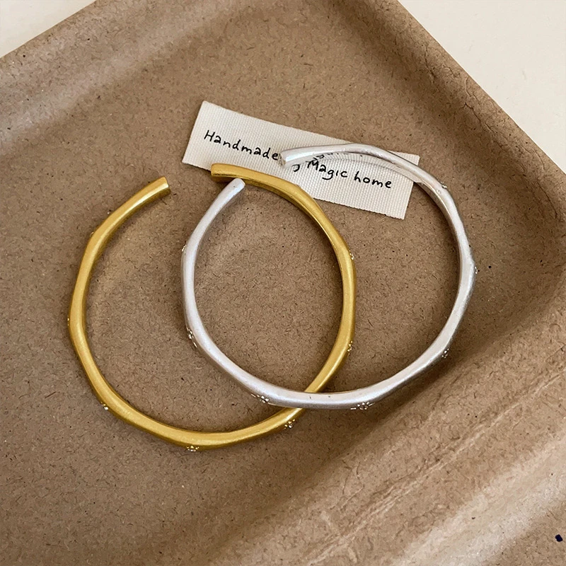 铜合金合成锆石手镯 中古风哑光手镯