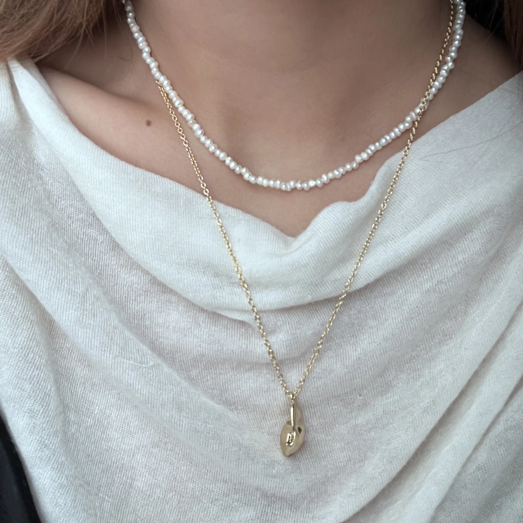 铜合金仿珍珠项链 MeDo轻奢时尚气质金属巴洛克项链（34+5）