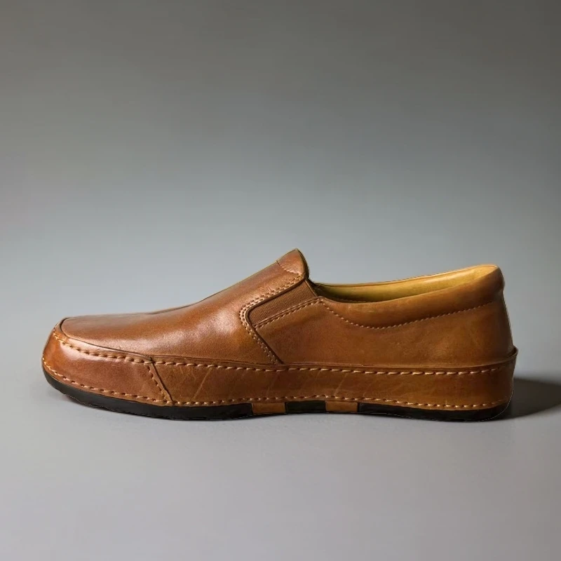 Aitajiao爱她娇 马皮休闲皮鞋 一脚蹬百搭舒适软底软面透气男士