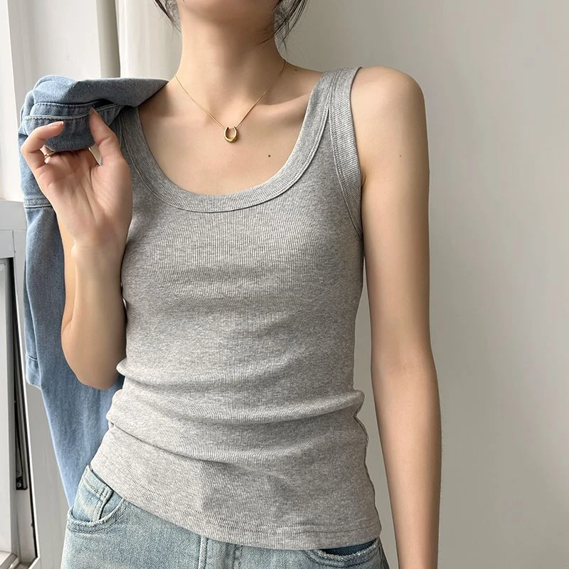 螺纹吊带背心女士内搭运动网红外穿百搭薄款无袖夏季修身打底上衣