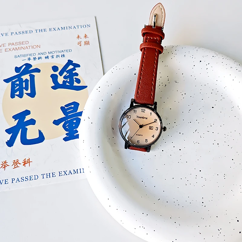 静音考试手表女款学生中考高考简约指针机械防水学霸公务员石英表