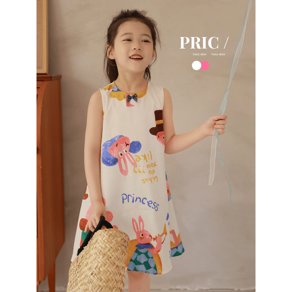 女童连衣裙2024新款夏装纯棉裙子薄夏季儿童卡通公主裙童装背心裙