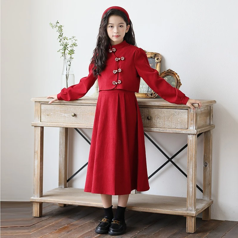 女童连衣裙2025新款韩版洋气中大儿童装春秋季高端新中式公主裙子