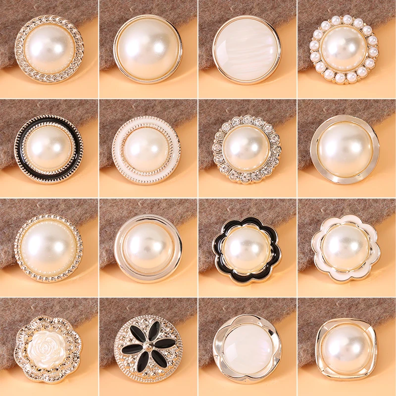 圆形珍珠纽扣高档外套羊绒大衣女衣服扣子小香风毛衣装饰钮扣高端