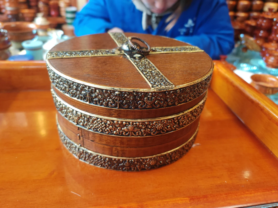 竹子酥油盒 口径22公分  高度11.5公分