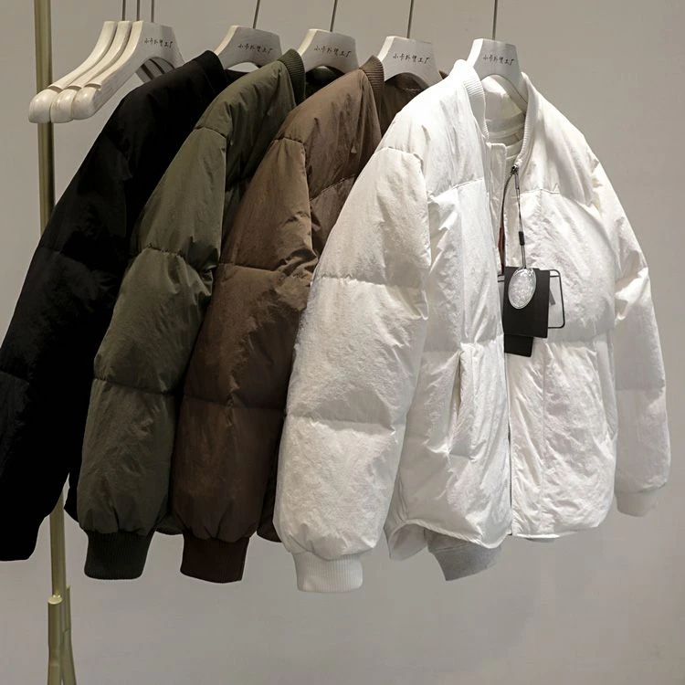 波司登2022秋冬保暖羽绒羽绒棉服女宽松纯色棒球服领慵懒风面包服