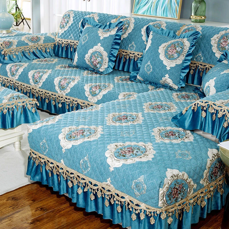 四季通用欧式防滑雪尼尔沙发垫坐垫组合沙发套全包贵妃垫定制加厚