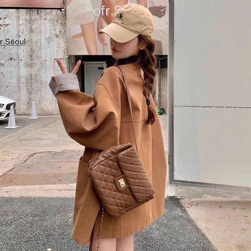 美拉德焦糖色风衣女中长款2024秋季新款今年流行小个子工装外套潮