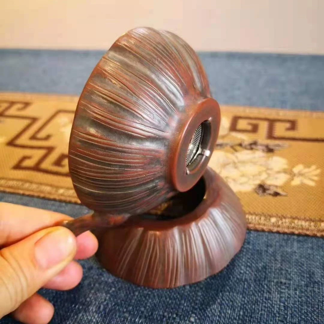 茶漏茶滤茶道配件钦州坭兴陶茶过滤网带把手陶瓷分茶漏斗斗茶神器