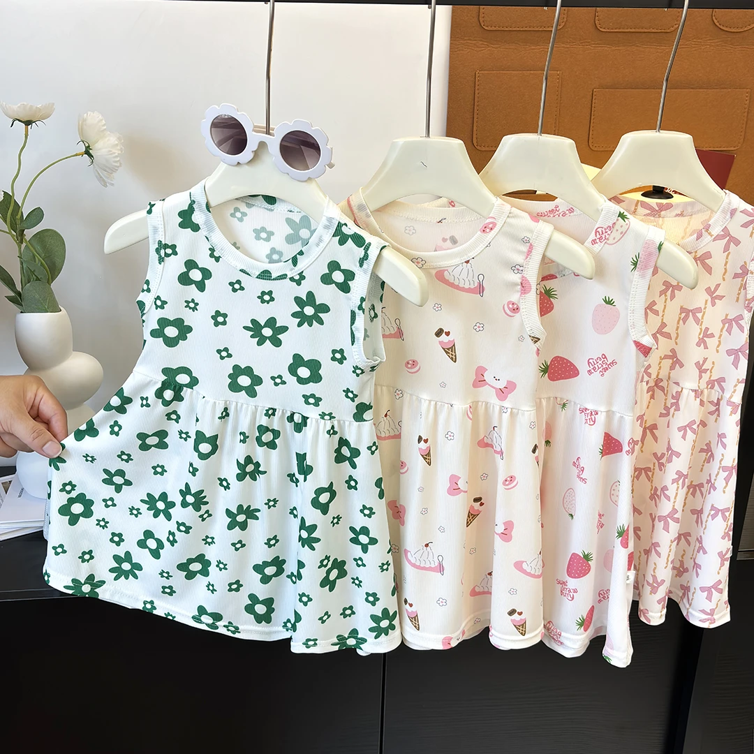 儿童冰丝裙女童夏季新款背心裙女孩外穿连衣裙中大童休闲舒适童装