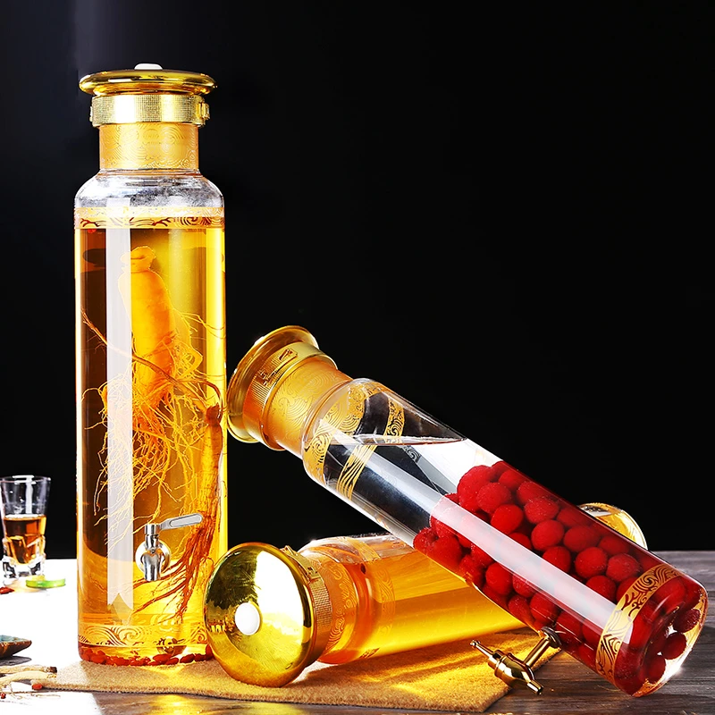 加厚玻璃泡酒5斤装带不锈钢龙头酿酒坛大罐子空瓶水果酒罐白酒瓶