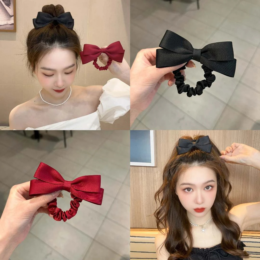 媛选2个可爱甜美蝴蝶结发绳日韩扎高马尾丸子头简约