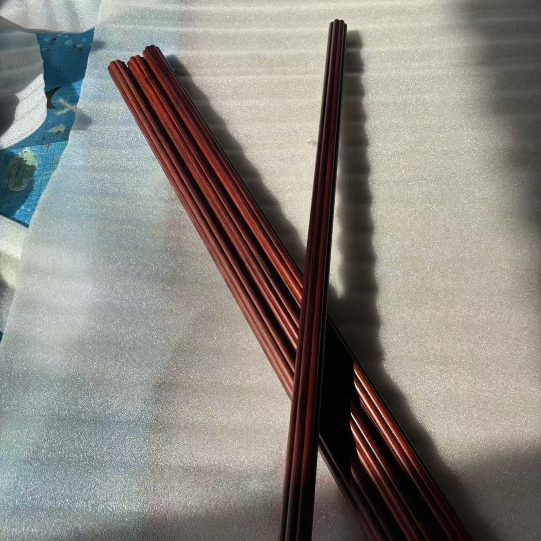 高档紫檀木梅花棍长130厘米3.0厘米圆筷子木制家用餐具公筷木筷