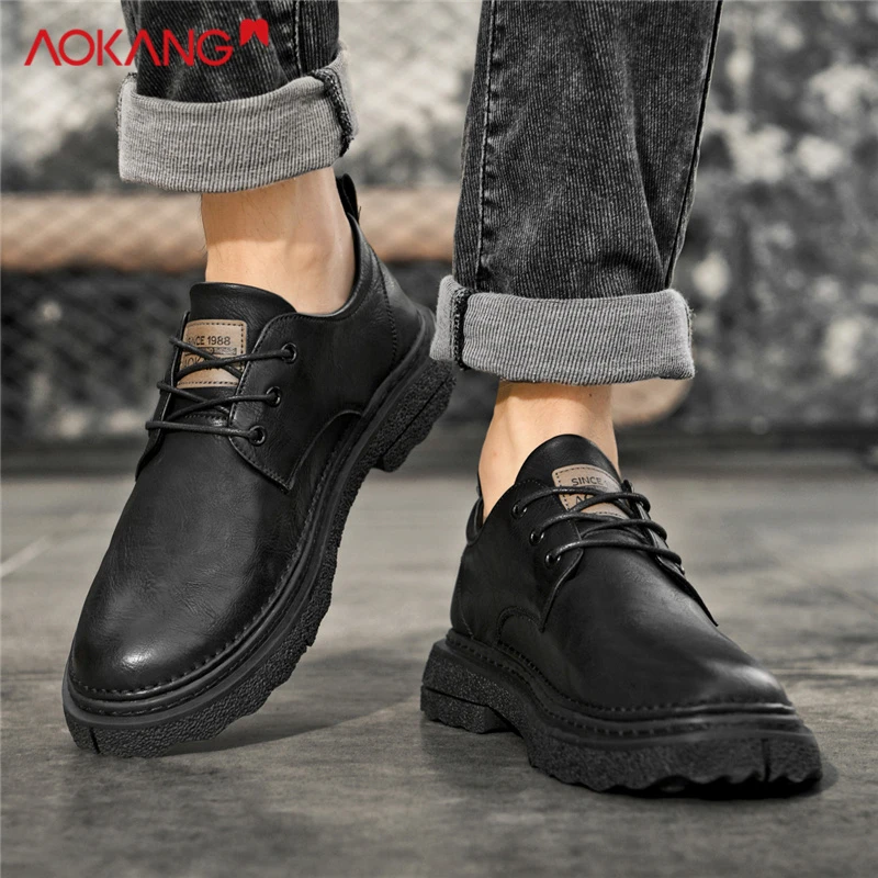 Aokang/奥康2025保暖冬季百搭潮流商务皮鞋休闲减震防滑休闲男鞋