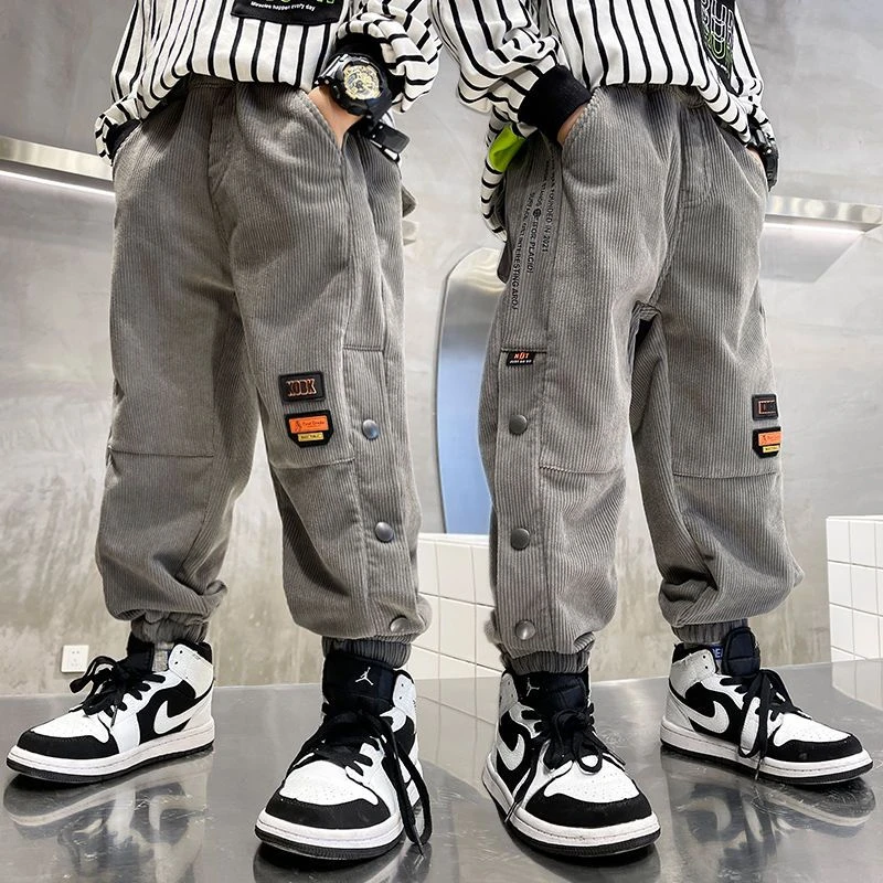 【男童加绒运动裤】秋冬新款男童加厚长裤中大童男孩一体绒休闲裤