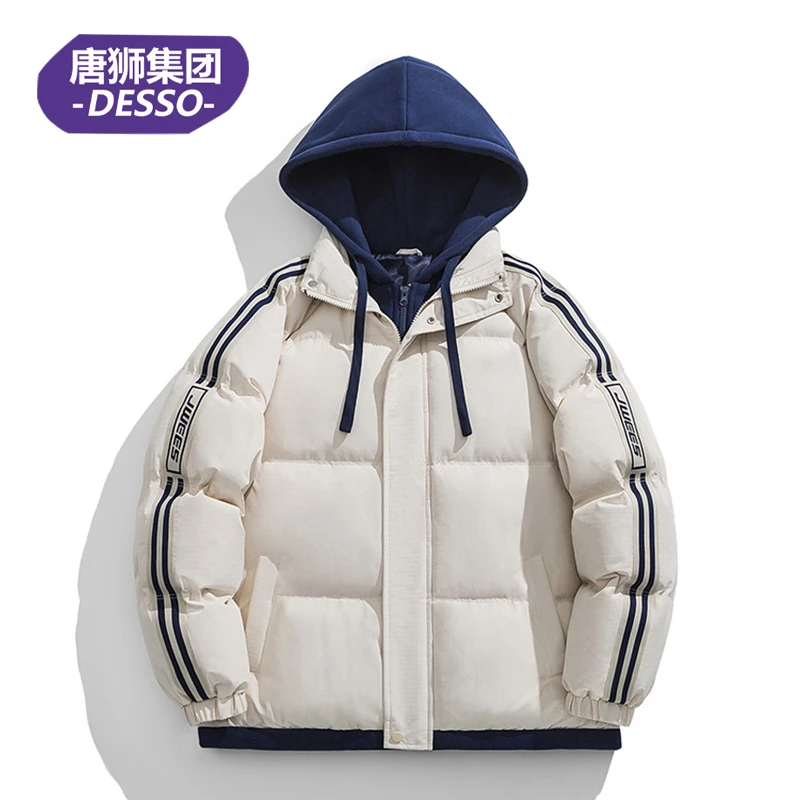 唐狮集团DESSO假两件棉服男士冬季新款加厚保暖棉衣男装宽松外套