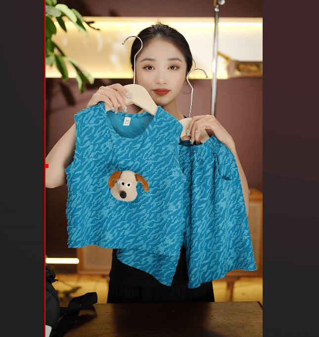 2024夏季新款无袖复古宽松时尚小狗玩偶背心儿童夏款套装21597