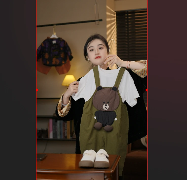 春夏季新品背带裤工装风阔腿中裤子套装37107